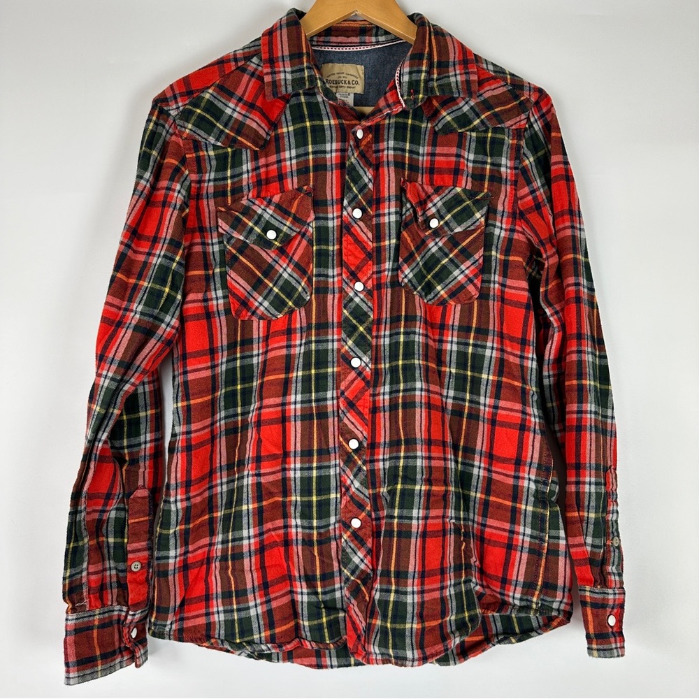 Vintage Roebuck & Co. Flannel Shirt Women’s Pearl Snap‎ Western Shirt